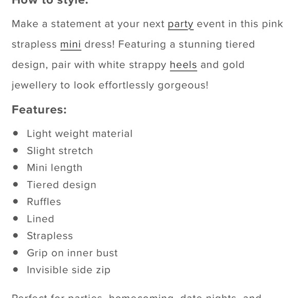 NWT Strapless Pink Ruffle Dress - Picture 5 of 7